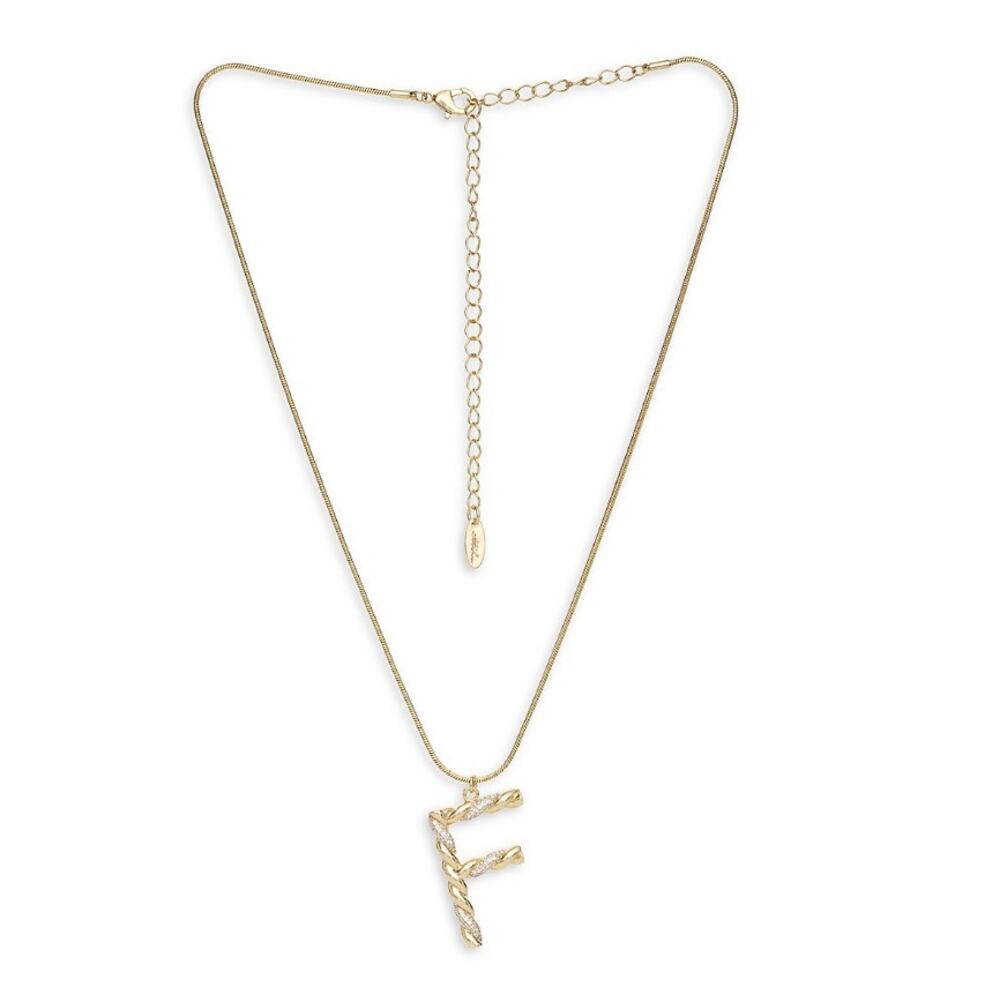 NEW ETTIKA ANTHROPOLOGY 18K Goldplated Twisted Crystal Initial Necklace F